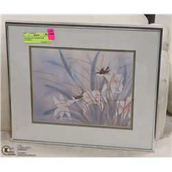 FRAMED ART- SPARROWS & FLOWERS