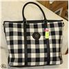 Image 1 : NEW BLACK CHECKERED TOTE BAG WITH SHOULDER