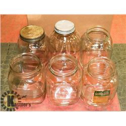LOT OF 5 GLASS  NABOB COFFEE JARS(LARGE)