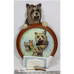LTD EDITION #A1800 YORKIE TAIL WAGGIN TIME CLOCK