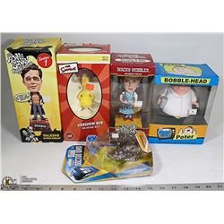 FLAT OF 5 COLLECTIBLE BOBBLE HEADS