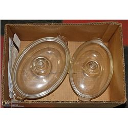 PYREX CASSEROLES WITH LIDS, HAND BLOWN ORIGINAL