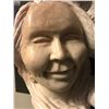 Image 18 : Kathy Whitman-Elk Woman Carved alabaster sculpture, conjoined busts of a Native American woman and B