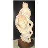 Image 4 : Kathy Whitman-Elk Woman Carved alabaster sculpture, conjoined busts of a Native American woman and B