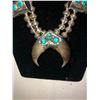 Image 5 : Bear Claw & Turquoise Silver Bead Squash Blossom Necklace and Matching Ear Rings