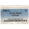 Image 3 : 1988-D OLYMPIC SILVER DOLLAR PCGS MS69
