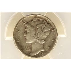 1945-S MICRO S MERCURY DIME PCGS VERY FINE 20