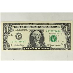 FANCY SERIAL NUMBER 1999 $1 FRN SERIAL NUMBER IS