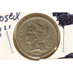 1873 CLOSED 3 THREE CENT PIECE (NICKEL) (FINE)