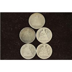 1853,1875, 1877, 1889 & 1890 SEATED LIBERTY DIMES