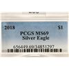Image 3 : 2018 AMERICAN SILVER EAGLE PCGS MS69