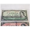 Image 2 : 3 1954 CANADIAN BANK NOTES 1, 2 AND 5 DOLLAR