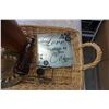 Image 2 : TRAY OF COLLECTIBLES WITH METAL VASE AND INSPIRATIONAL CANDLE HOLDER