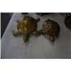 Image 2 : 2 BRASS TURTLES, STONE CLOCK AND POTTERY VASES