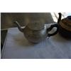 Image 2 : ENGLISH ALUMINUM AND CERAMIC TEAPOTS W/ LE FARFAIT JAR