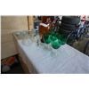 ETCHED GLASS CUP AND VASE AND ART GLASS VASE