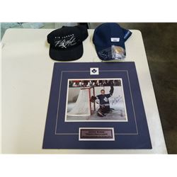 SIGNED JOHNNY BOWER HALL OF FAME PICTURE W/ KEN GRIFFEY AND JORDAN HATS