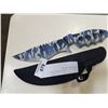Image 1 : NEW BLUE CAMO FIXED BLADE HUNTING KNIFE