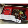 Image 2 : JEWELLERY BOX W/ CONTENTS, SILVER PLATE DISH W/ JEWELLERY, AND DRESSER BOX