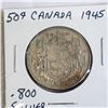 Image 2 : 3 SILVER CANADIAN 50 CENT WAR TIME KING GEORGE VI 1943-1945  .800 SILVER