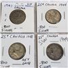 Image 2 : 1967 CANADIAN KING GEORGE VI SILVER 25 CENT 1940, 43, 45, 47, 48 KEY DATE 1949  .800 SILVER