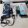 Image 1 : BATTERY CHARGER, GARMIN GPS, MICRO SD PLAYER, FLASHLIGHT, STORM GLASS AND MORE