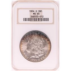 1904-O $1 Morgan Silver Dollar Coin NGC MS65 Nice Toning Old Holder