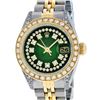 Image 1 : Rolex Ladies Two Tone 14K Green Vignette Diamond Lugs 26MM Datejust Wristwatch