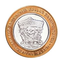 .999 Silver Treasure Island Las Vegas $10 Casino Gaming Token Limited Edition