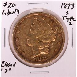 1873-S Closed 3 $20 Liberty Head Double Eagle Gold Coin