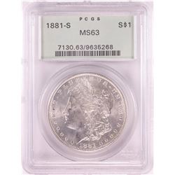 1881-S $1 Morgan Silver Dollar Coin PCGS MS63 Old Green Holder