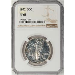 1942 Proof Walking Liberty Half Dollar Coin NGC PF63