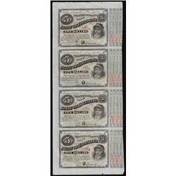 Uncut Sheet of (4) State of Louisiana Baby Bond Obsolete Notes