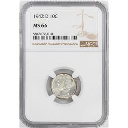 1942-D Mercury Dime Coin NGC MS66