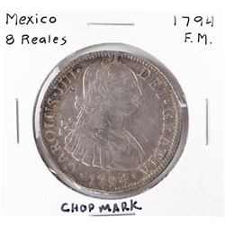 1794 F.M. Mexico 8 Reales Carlous IIII Silver Coin Chopmark