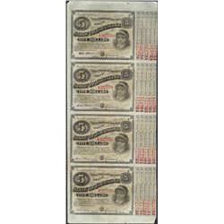 Uncut Sheet of (4) State of Louisiana Baby Bond Obsolete Notes