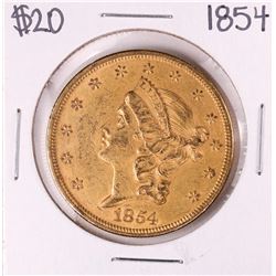 1854 Type 1 $20 Liberty Head Double Eagle Gold Coin