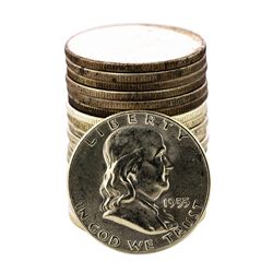 Roll of (20) Brilliant Uncirculated 1955 Franklin Half Dollar Coins
