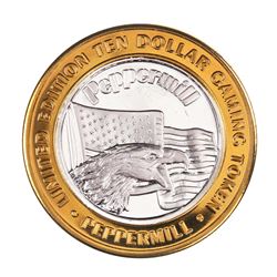 .999 Silver Peppermill Hotel Casino Reno, NV $10 Casino Limited Edition Gaming Token