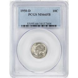 1950-D Roosevelt Dime Coin PCGS MS66FB