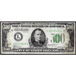 1934A $500 Federal Reserve Note San Francisco