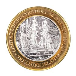 .999 Silver Treasure Island Las Vegas $10 Casino Gaming Token Limited Edition
