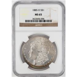 1885-O $1 Morgan Silver Dollar Coin NGC MS65 Nice Toning