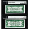 Image 2 : (2) Consecutive 1928A $1 Silver Certificate Notes PMG Choice Uncirculated 64EPQ
