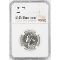 1941 Proof Washington Quarter Coin NGC PF66