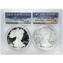 1986-S & 2016-W $1 Proof American Silver Eagle Coin Set PCGS PR70DCAM