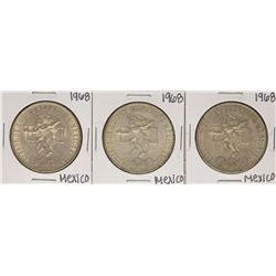 Lot of (3) 1968 Mexico 25 Pesos Olympics Commemorative Coins