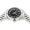 Image 2 : Rolex Mens Stainless Steel Diamond & Emerald Datejust Wristwatch With Rolex Box