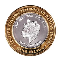 .999 Silver Reno Hilton Nevada $10 Casino Limited Edition Gaming Token