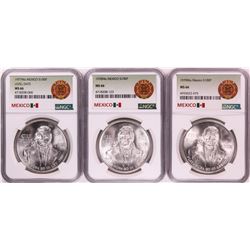 Lot of 1977-1979 Mexico 100 Pesos Silver Coins NGC MS66